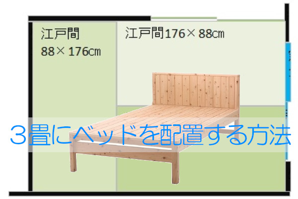 ３畳寝室にベッドは置ける 配置は一方向 サイズはセミダブルまで ベッドステーション